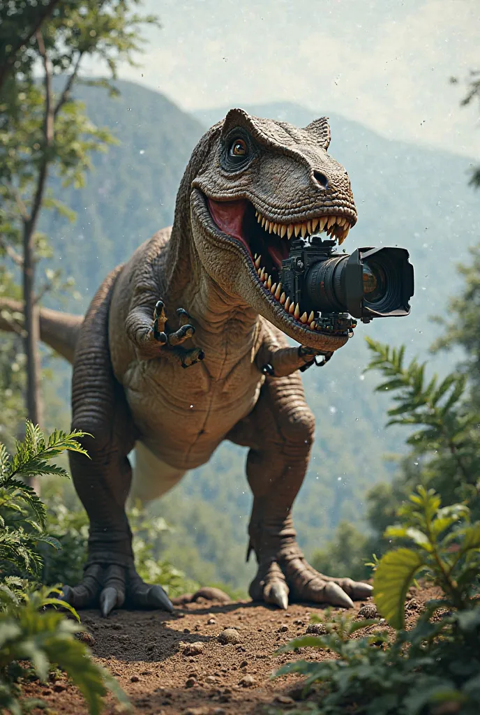 Tyrannosaurus rex being the camera Men 