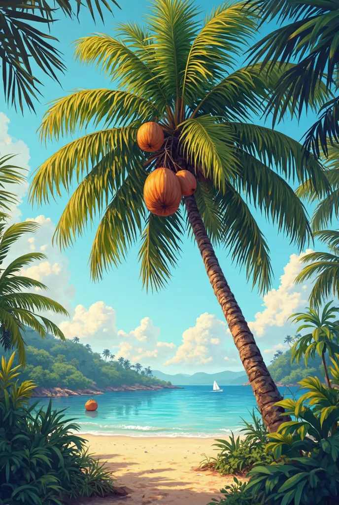 coconut tree illustration wallpaper