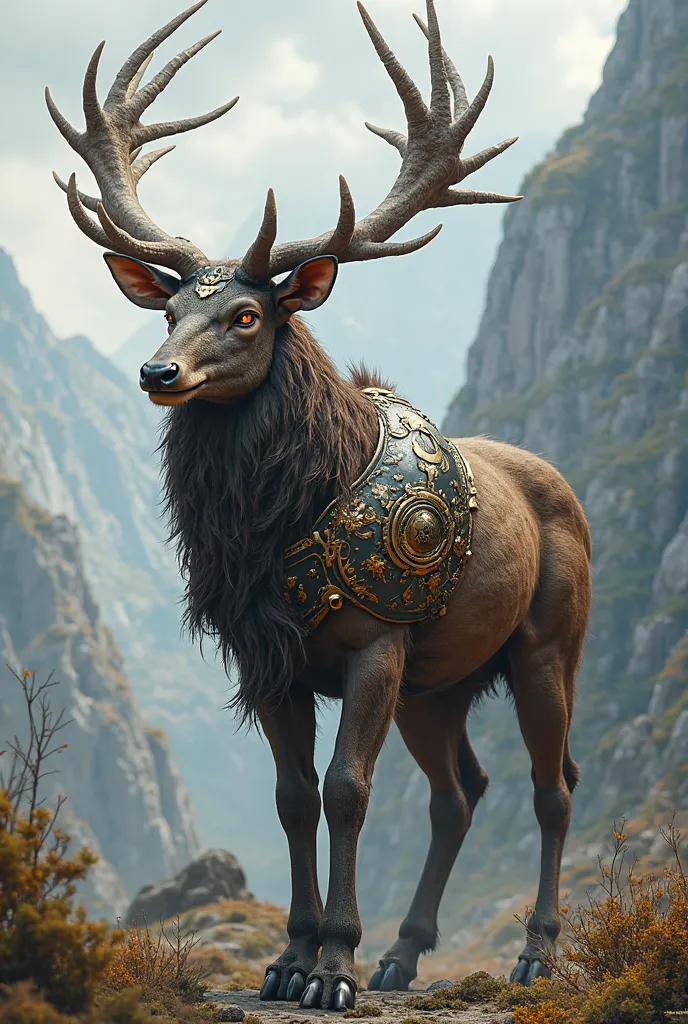  A deer that has muscles and wears distinctive armor and looks like a huge human