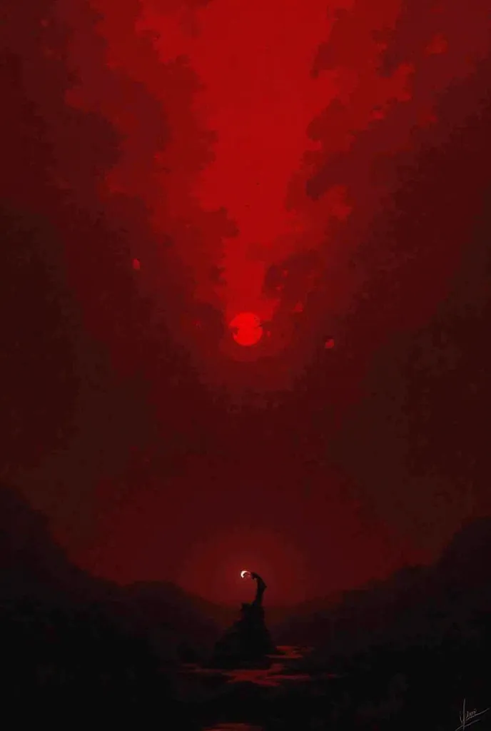 Background of a dark red and black night without landscape 