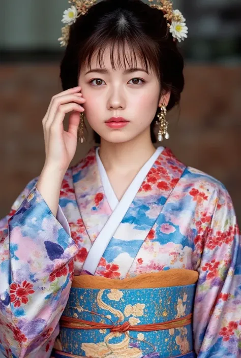 Beautiful Young Girl picture, cute, kimono, large breast, Capture every detail in stunning clarity, Top Quality, Very Detailed, Masterpiece, Wallpaper, Detailed Face, Generate a highly realistic image, Ultra Realistic, Shape, High Resolution, 8k, Very Well...