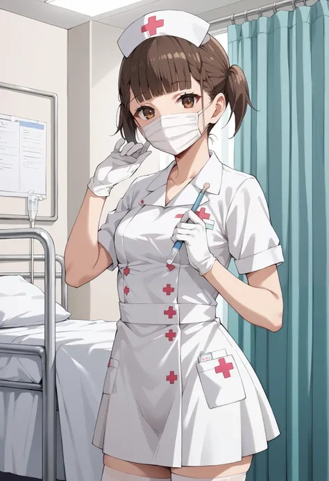 Score_9, score_8_up, score_7_up, source_anime, KJOmaki, solo, brown hair, brown eyes, blunt bangs, short twintails, small breasts, (best quality), (high quality), {masterpiece}, extremely delicate and beautiful, ultra-detailed, beautiful detailed eyes, nur...