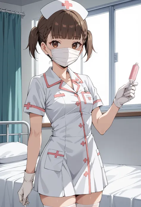 Score_9, score_8_up, score_7_up, source_anime, KJOmaki, solo, brown hair, brown eyes, blunt bangs, short twintails, small breasts, (best quality), (high quality), {masterpiece}, extremely delicate and beautiful, ultra-detailed, beautiful detailed eyes, nur...