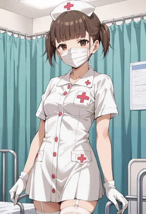 Score_9, score_8_up, score_7_up, source_anime, KJOmaki, solo, brown hair, brown eyes, blunt bangs, short twintails, small breasts, (best quality), (high quality), {masterpiece}, extremely delicate and beautiful, ultra-detailed, beautiful detailed eyes, nur...