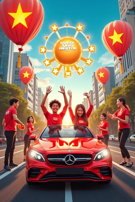 Real advertising image design of  "SAIGON BEER - The pride of the Vietnamese " has minigames ,  SH car winning spin , Iphone 16Promax is on promotional images