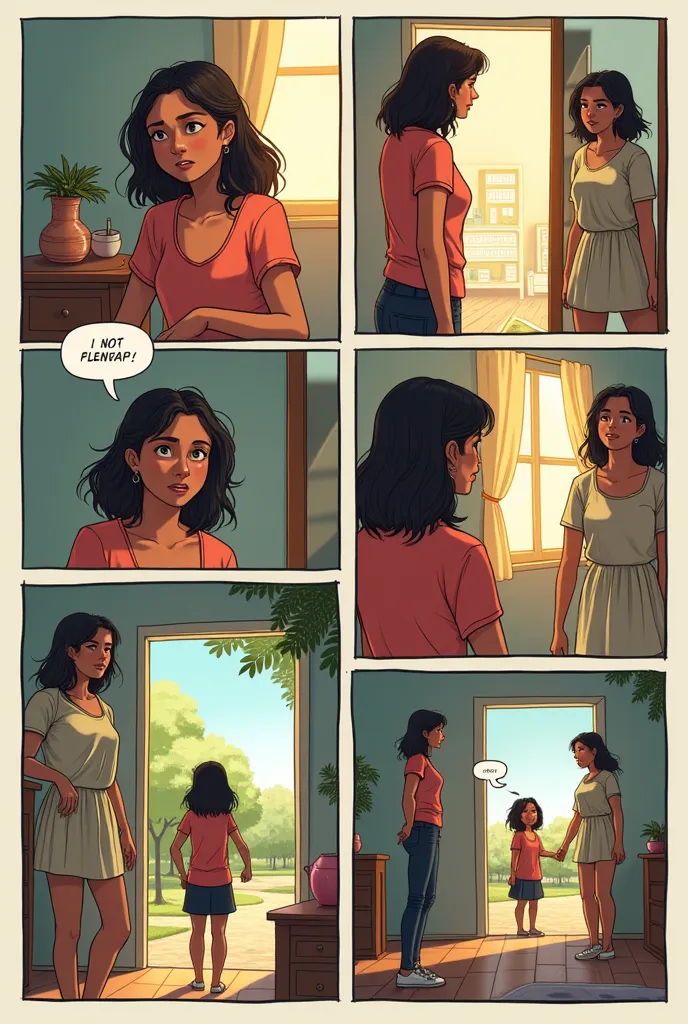 A comic book 
Combined title: “Opens eyes, Analí / The Inner Journey of Analí”


---

First part: Opens eyes, Analí

Vignette 1: (Analí in her room, confused and thoughtful)
Analí (thinking): — ¿Si no ayudo a  Fernanda , she will think that I betray her? B...