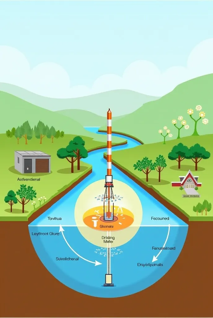 A relative circle showing the effects of conventional and hydraulic drilling