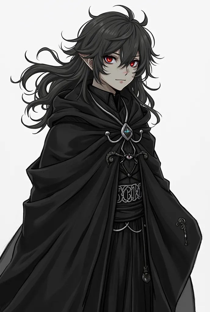 there is a black and white picture of a demon in a black robe, ((wearing aristocrat robe)), gapmoe yandere grimdark, he has dark grey hairs, roblox avatar, dark robe, wearing dark robe, demonic robes, black-white skintight robes!, dark ornate royal robes, ...