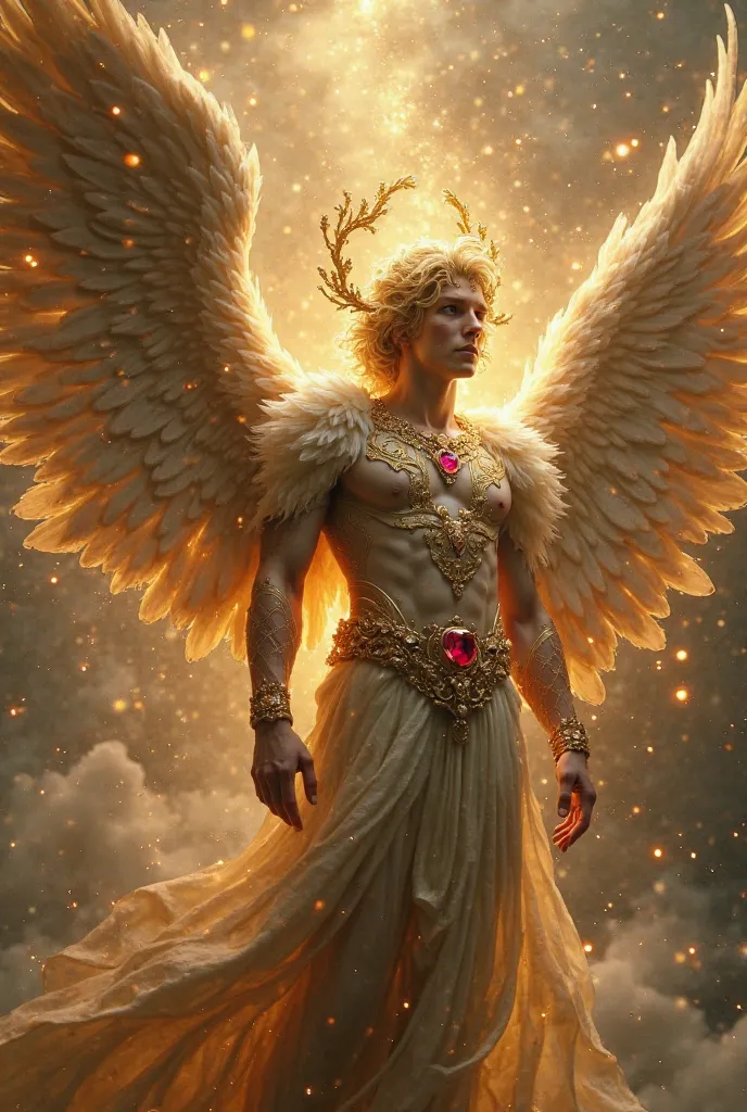 I want to create Lucifer, as described in the Bible, he was a heavenly being of extraordinary beauty and splendor. Created by God as an anointed cherub, he possessed immense wisdom and unparalleled perfection. His appearance was radiant, adorned with preci...