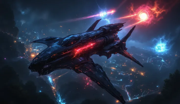 1. ThunderHawk – Aerial Gunship
"Soaring above an alien jungle, the ThunderHawk, a next-generation gunship, slices through thick storm clouds with feline precision. Its sleek, angular wings, reminiscent of a great predator, gleam under the crimson glow of ...