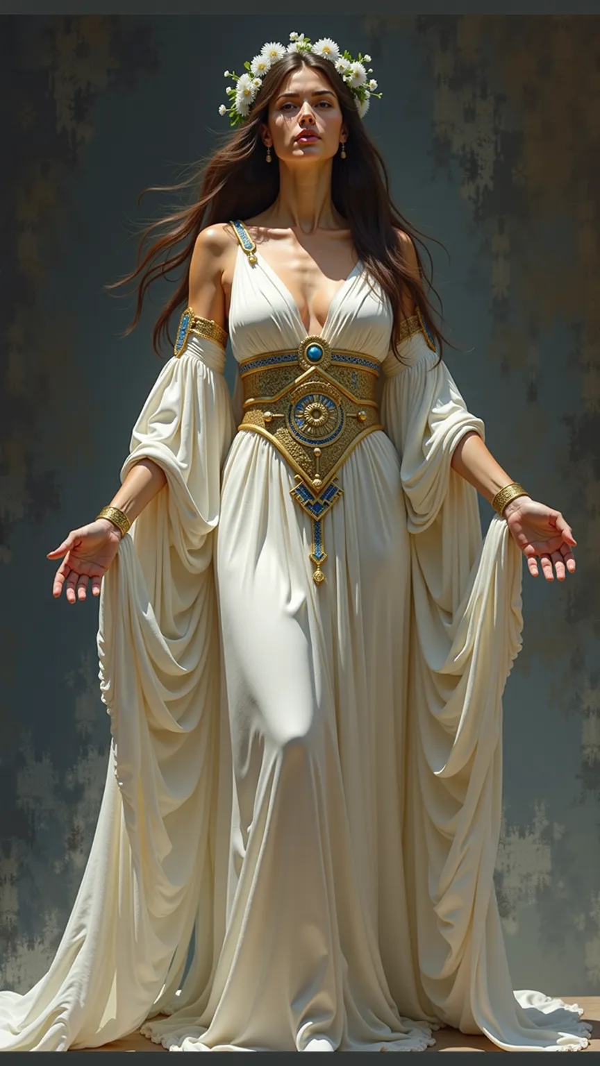 Mnemosyne ,  The Titanid of memory and mother of the Muses ,  figure revered for its association with intelligence ,  the inspiration and preservation of knowledge .  Your physical appearance and clothes reflect your connection to the wisdom and immortalit...