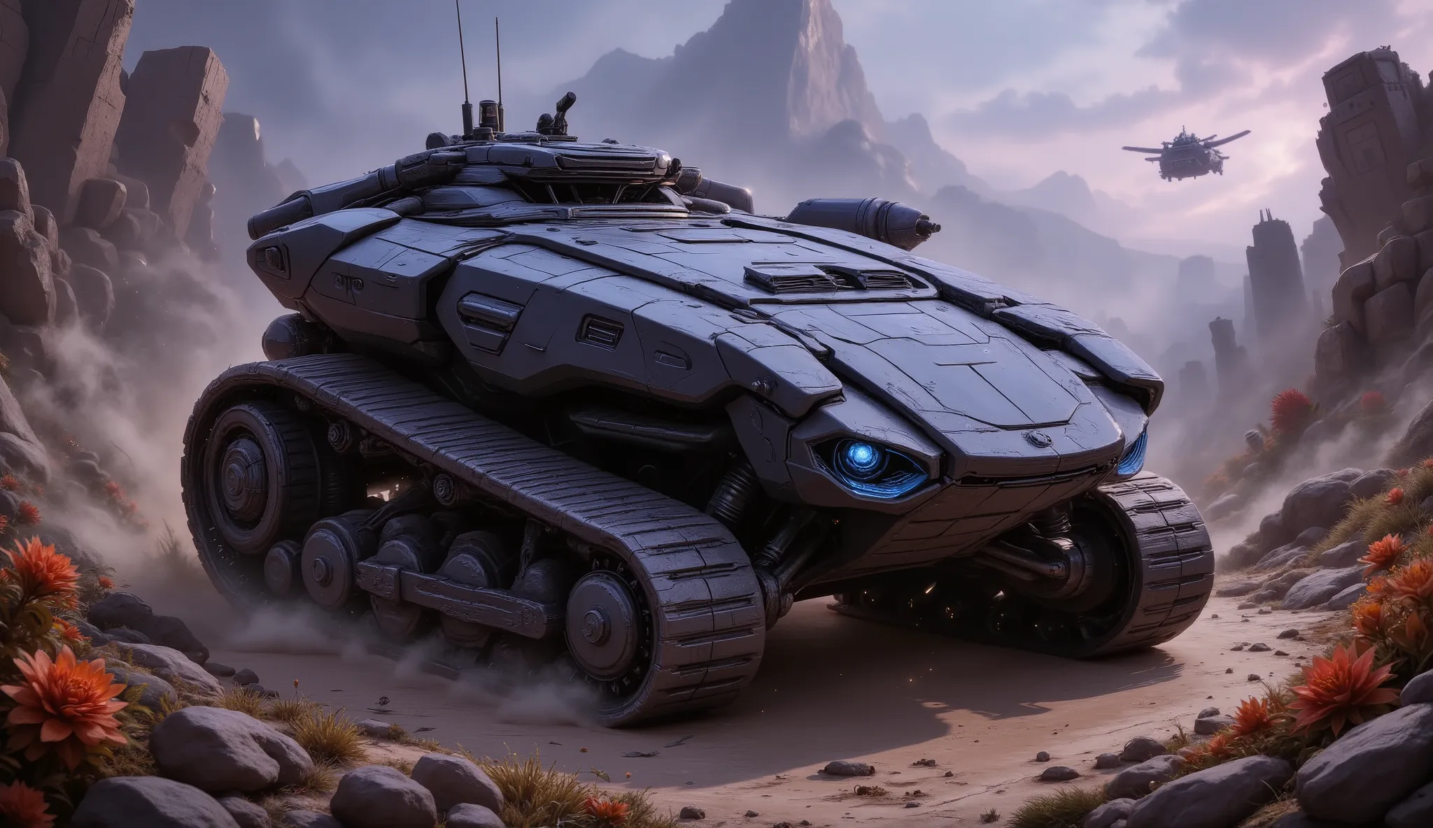 2. ThunderProwler – High-Speed Attack Tank
"In the heart of a war-ravaged alien jungle, the ThunderProwler—a state-of-the-art, panther-like attack tank—moves with unnatural agility. Its massive, all-terrain adaptive treads shift effortlessly between muddy ...