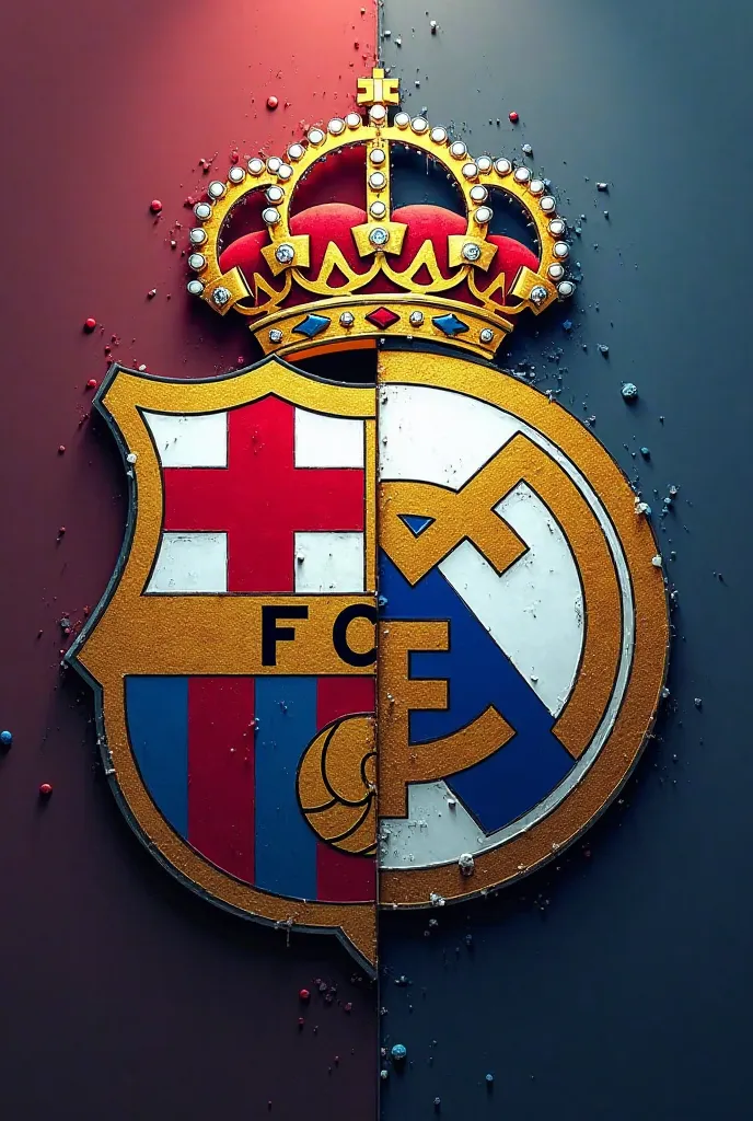 Combine the shields of Barcelona and Real Madrid