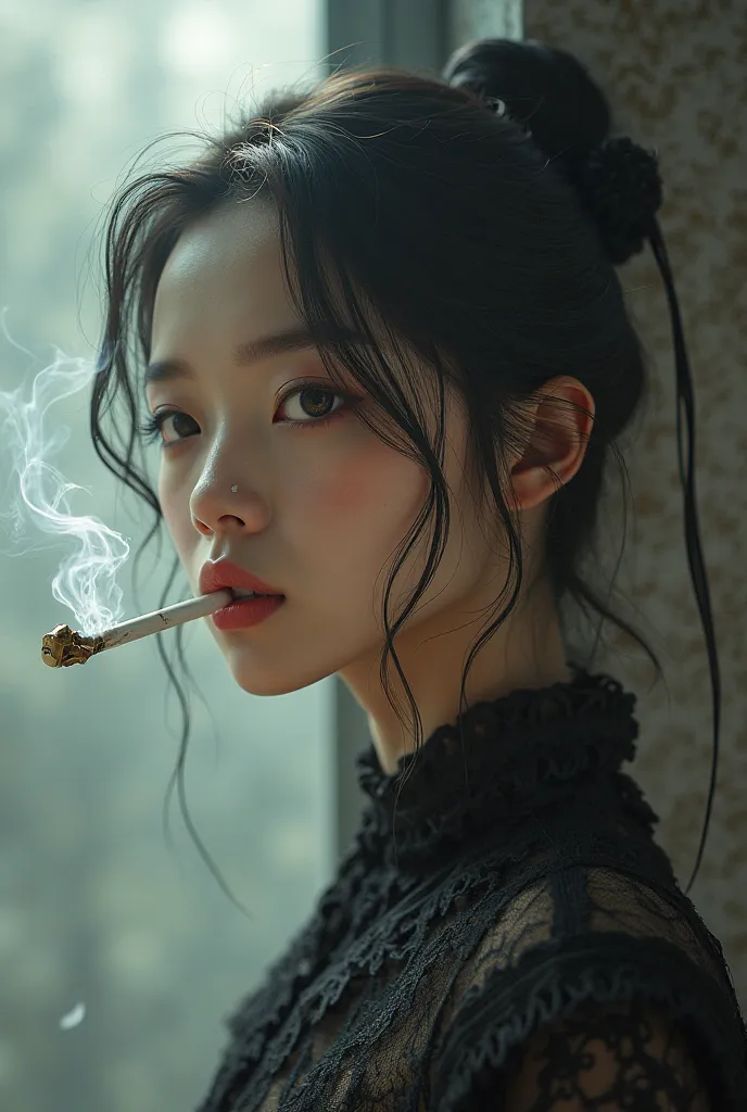 Cai Lin smoking