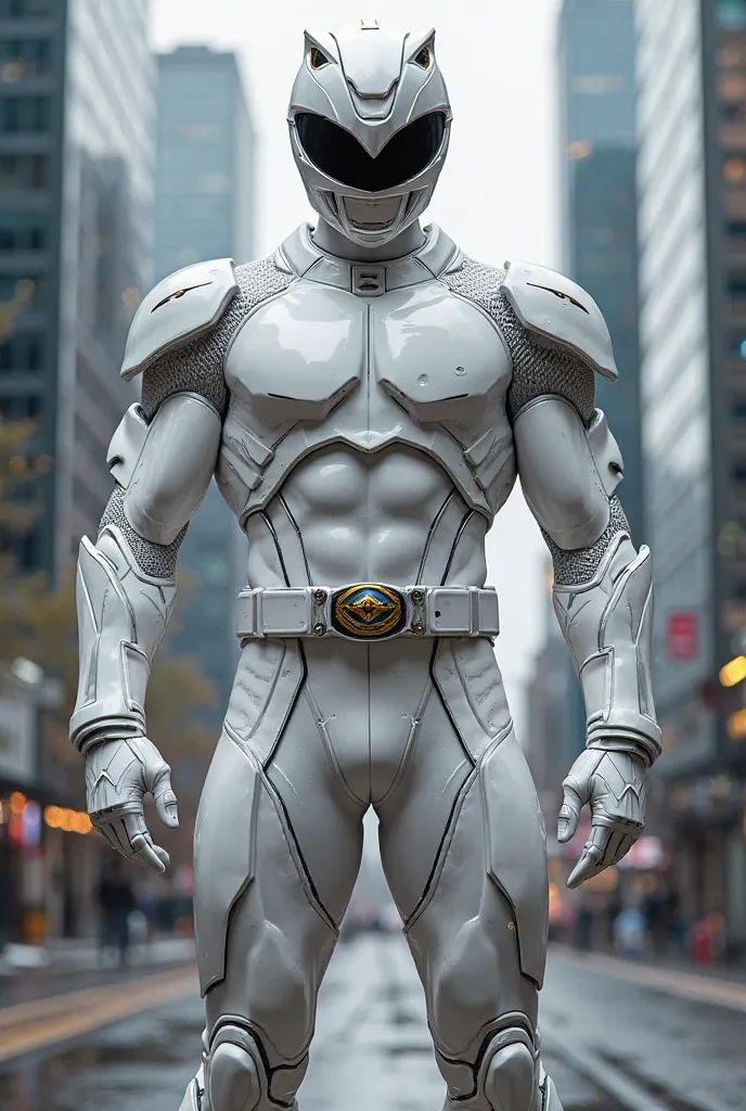 Create a white Power Ranger costume(man) Let it be classic and also a little modern 