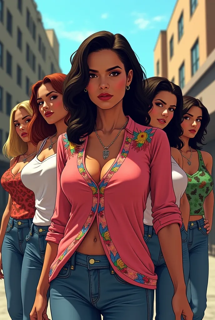 Make 5 women GTA Sandreas with blouses written by Ohana Stark Marcelle Brunna Sarah Dani