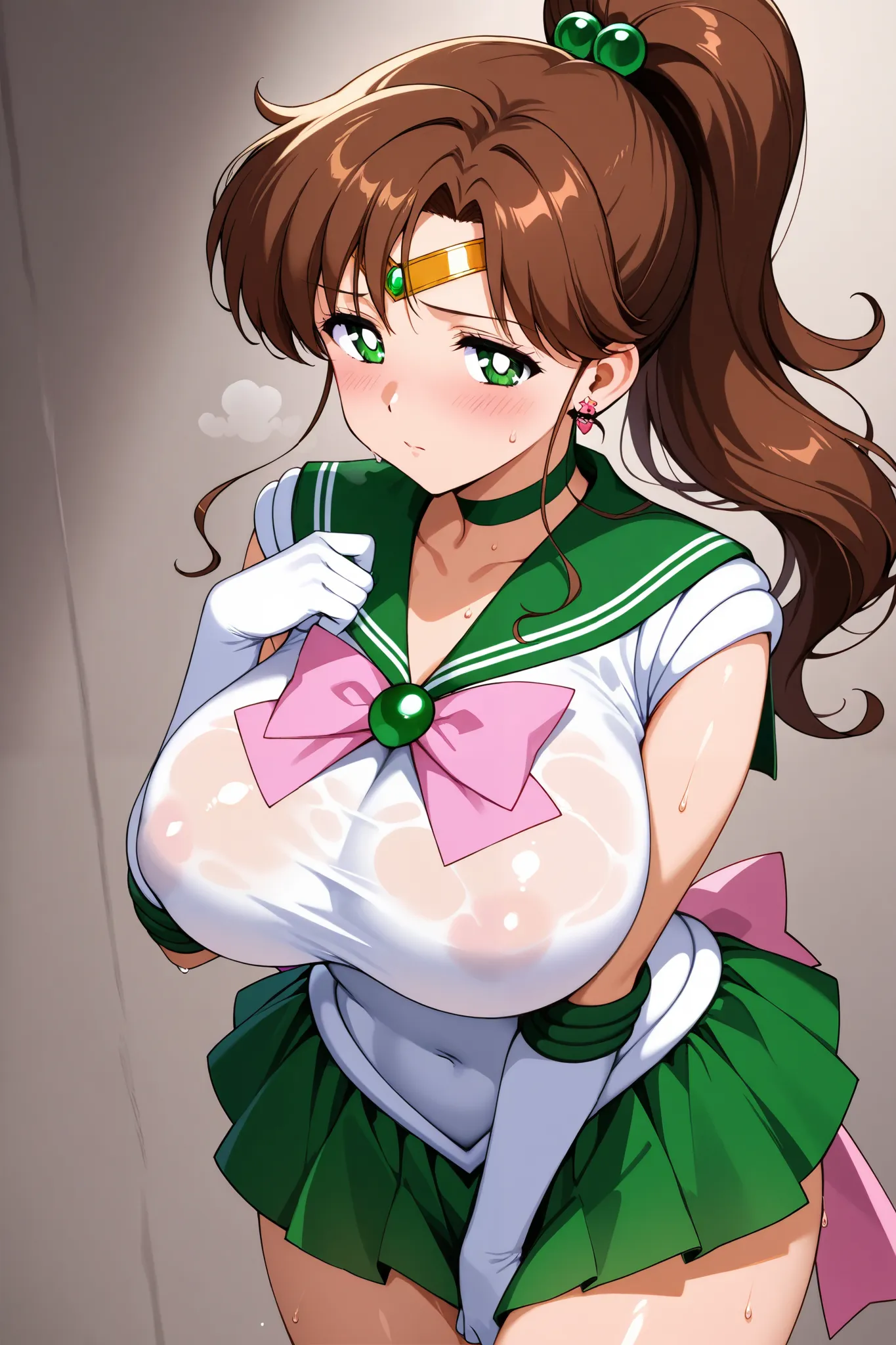  Japanese anime girl  ,Moe anime character,sailor jupiter ,sweat,big breasts,