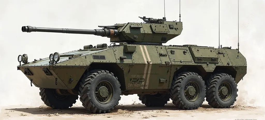 2044-2045.Armored personnel carrier, armored, fictional design.Large machine gun in a large machine gun turret.APC