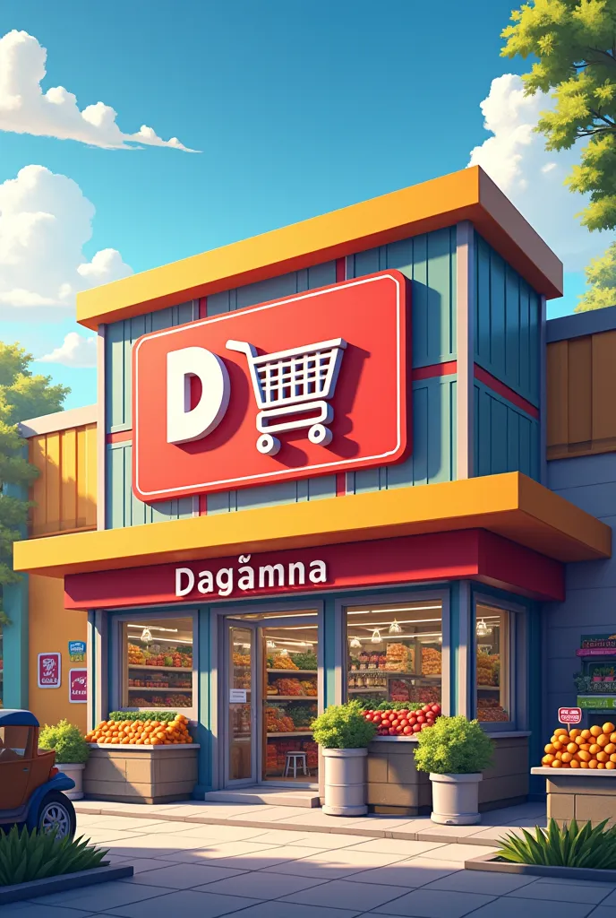 Supermarket with the name Dagama and a shopping cart in the logo