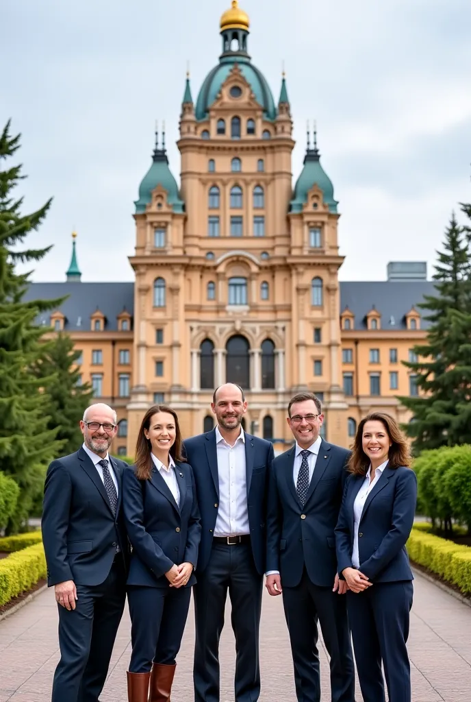   Guides and hotel staff photographed in front of the Uuvertüdenina 