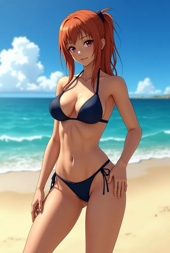 there is a woman in a bikini top and a woman in a skirt, asuka suit under clothes!, dead or alive 6, posing for a fight intricate, asuka as a surfer model, fashion gameplay screenshot, hints of yayoi kasuma, pc screenshot, tranding on pxiv, open v chest cl...