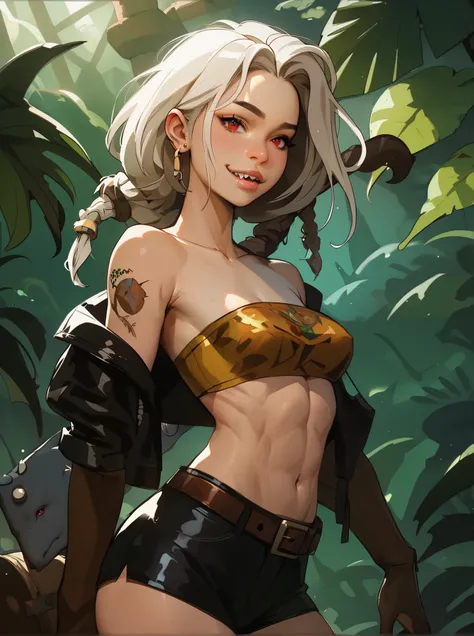 Otter girl, antromorph, masterpiece, HD , great quality, very aesthetic, absurd, high contrast , high color palette , light glare ,Latest ,2.5D,volumetric lighting, Sweet, jung, 1 girl, aztekisch, small breasts, red eyes,athletic body, aztekisch, white ...