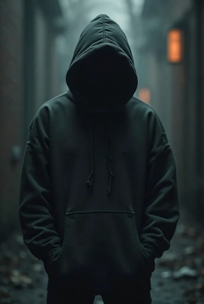 a shady man wearing a hoodie, The shadow is covering his face 