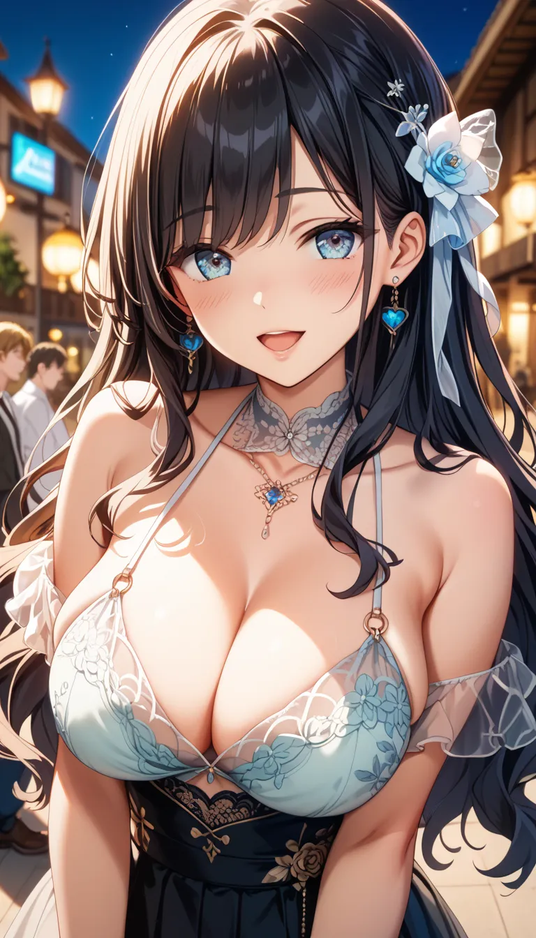 （top quality 、 masterpiece 、 Super Detail 、 High Resolution） 、 （ Enrich the image  、 masterpieceレベルの品質） Beautiful 8K CG Artwork  、 1 girl 、 Elegant sexy girl 、 （long hair 、  black hair 、 bungs） （ Round Breasts 、 Chest together） 、 sexy yet lustful big hips ...