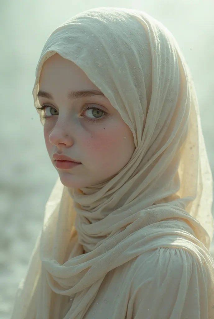 White-skinned memory girl in hijab 