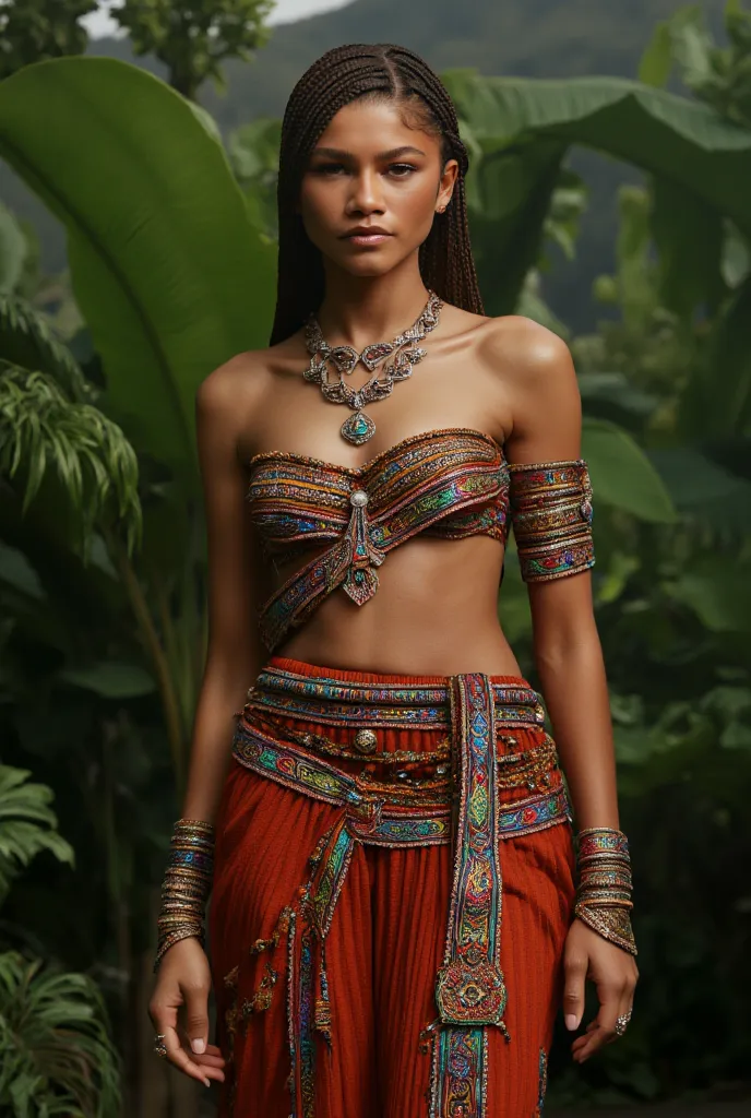 Zendaya, Small tits, Dressed as a Native aztec 