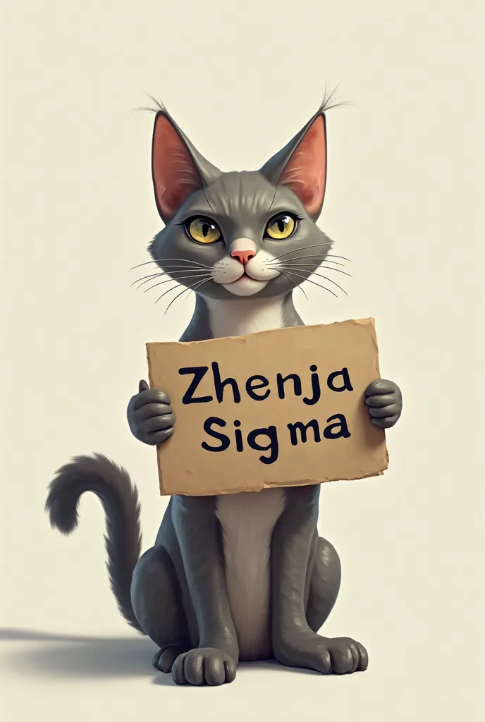 Draw a cat holding a sign that says zhenja sigma