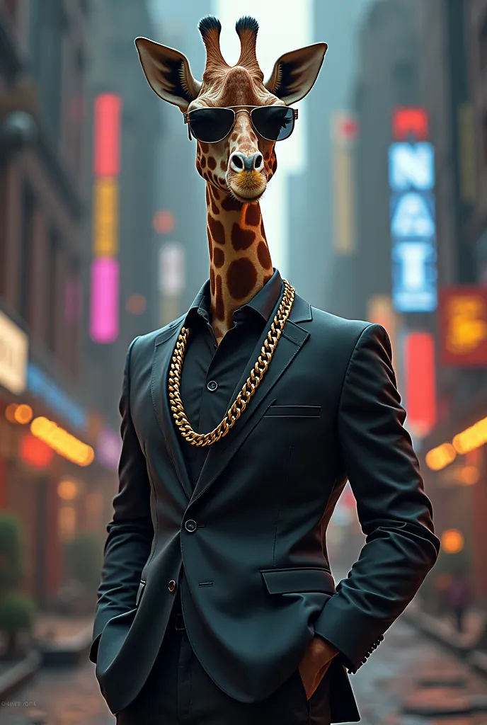 Giraffe that gangster with chain 