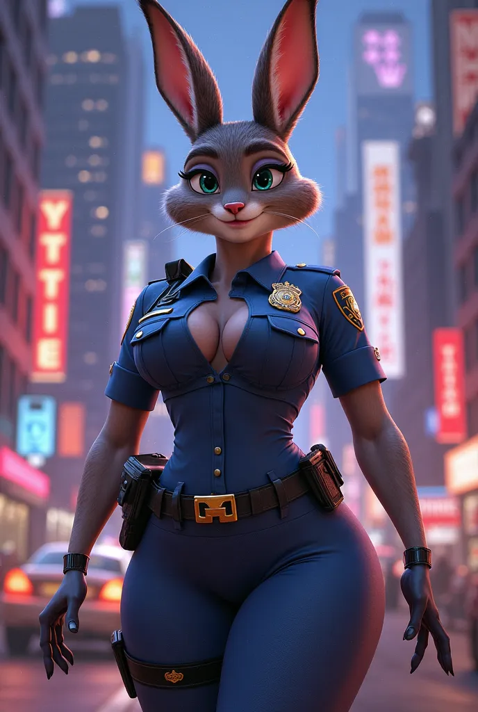 Judy Hopps from Zootopia with a big ass and tits in a tight police suit 