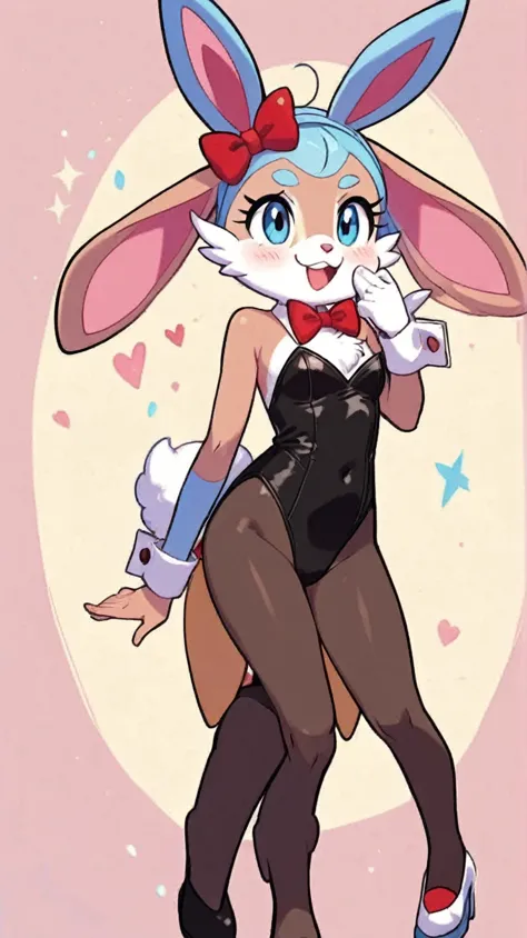 Female furry ager fusion of sara the Bunny and human girl and may pokemon cartoon osirixart ai generated pony xl style 