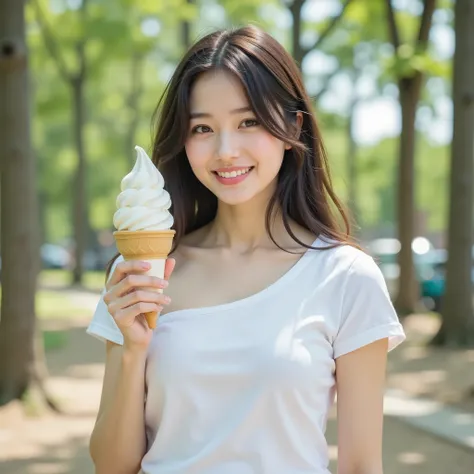 『1 Japanese Girl:1.3』『real photo:1.3』top quality:1.2、((big breasts))、the cleavage is slightly visible、((young 20 year old woman ))、『smiling showing teeth:1.9』、(((anatomically correct、perfect anatomy、anatomically correct指)))、Slender Body,realistic, top qual...