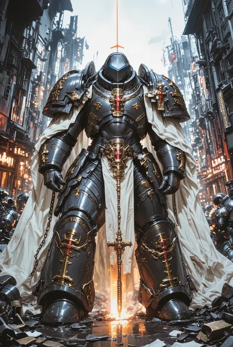 Ultra detail, hyper-detailed illustrator art, 4k sharpeness masterpiece religious nouveau style art, Epic herotic fresco. The hyper detail, armed supperhero, the astartes Spiderman with metallic, Strengthen Warhammer 40k space marine inspired power armor, ...
