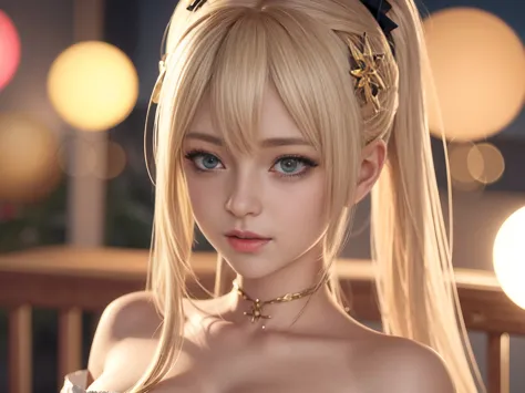  Marie Rose, anime girl wearing blonde hair ornament,  Guweiz Style Work , photorealistic animation girl render, photorealistic animation, hyperrealistic anime, anime. soft lighting, soft portrait shot 8k, Realistic anime style,  3D Animation Realistic ,  ...