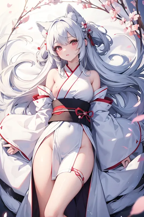 alone girl,  wearing white anthropomorphic furry kimono  ( semitransparent ), breasts,  correct anatomy ,  anime style,  Hentai , sex, NFSW, beautiful and sensual, whether the fourth,  best quality,  masterpiece ,  high definition ,  anime style