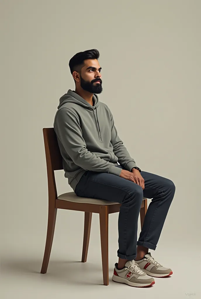 Virat kholi sitting on simple chair