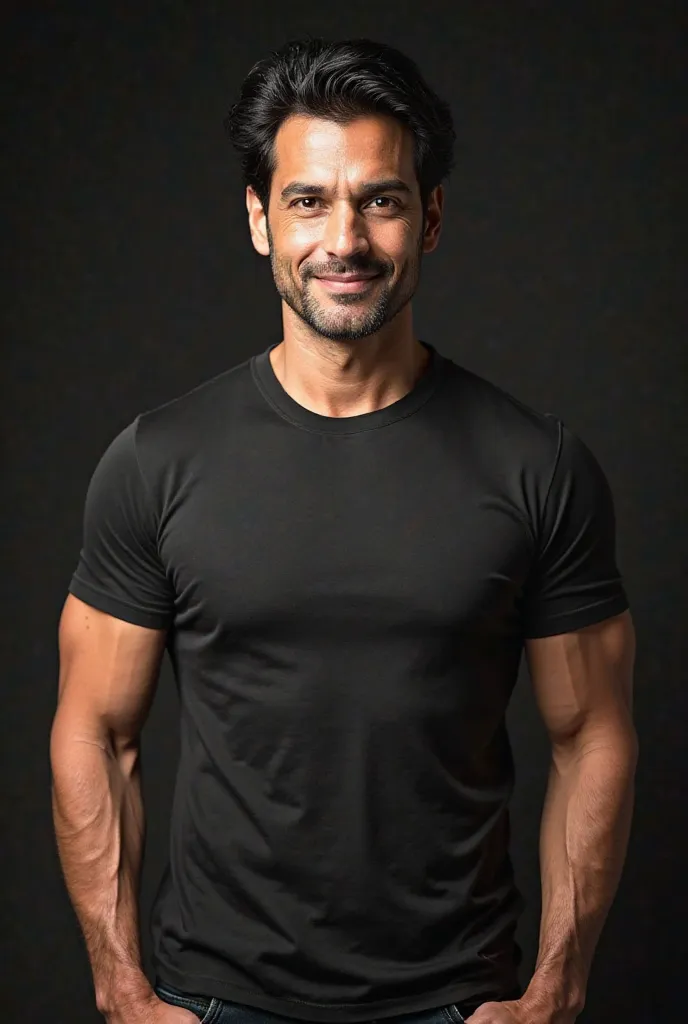 "A hyper-realistic image of a man resembling Imran Khan, with sharp facial features, charismatic smile, and intense eyes. He has a muscular body with six-pack abs, broad shoulders, and defined arms. Wearing a fitted t-shirt or without a shirt to show muscl...