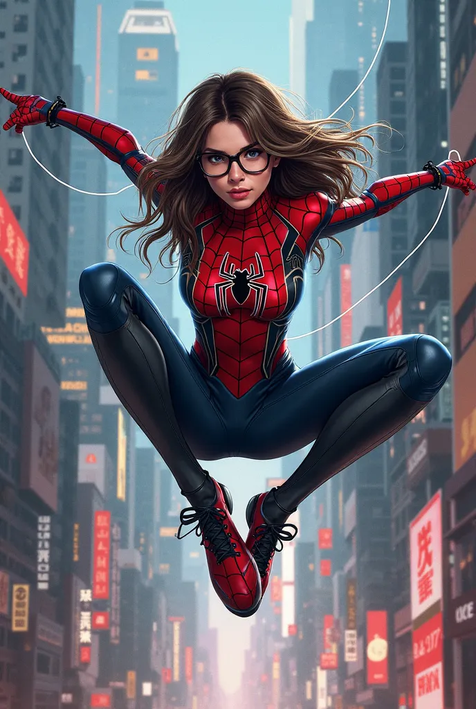 Spiderman au feminin avec des lunettes