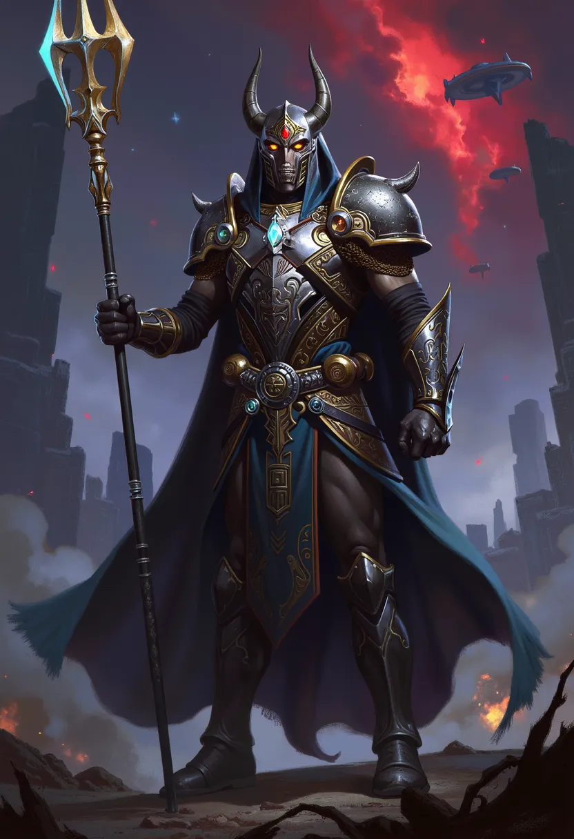 Depict Raak'tor, an imposing Zha'ari warrior from Stellar Gate: Chronicles, standing in a powerful, dynamic pose. He wears ornate Zha'ari battle armor—a reinforced metallic chest plate engraved with cryptic symbols, intricate bracers, and greaves designed ...