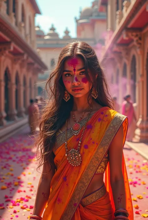 "Holi Dhamaka Offer with an Indian Girl Model" Cinematic Realistic image