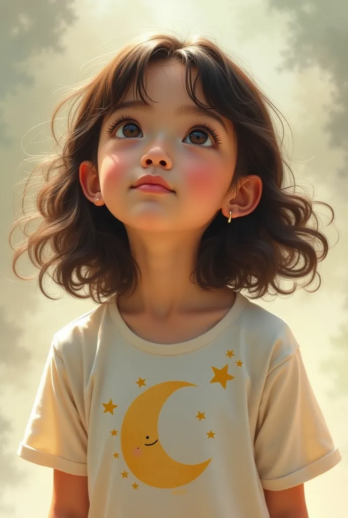 Girl with moon star t-shirt on top 