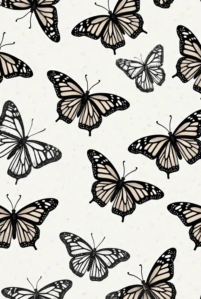 Create a monarch butterfly design in repeate the colors is in black and white and in off repeate