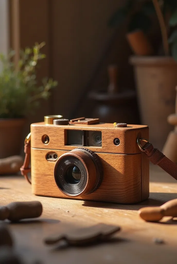 Simple to make wood-carved camera