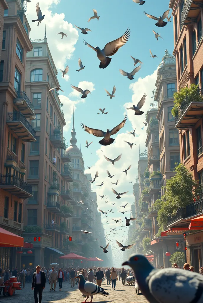 A video of a world controlled by pigeons 