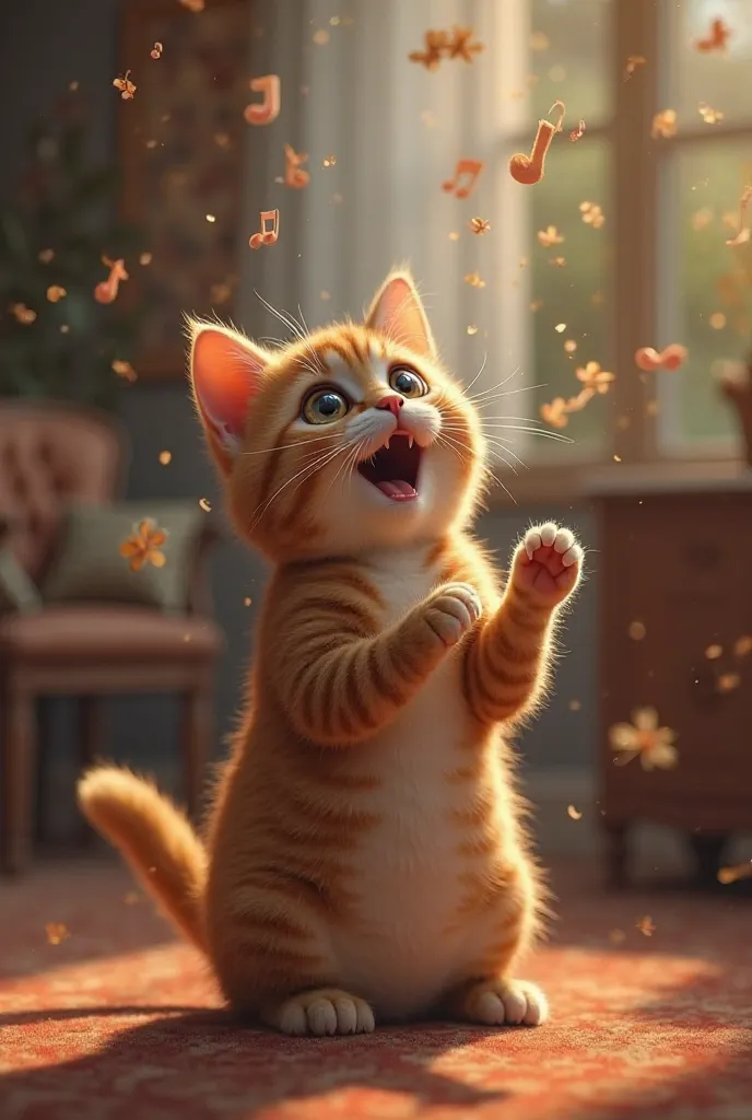 The cat is singing