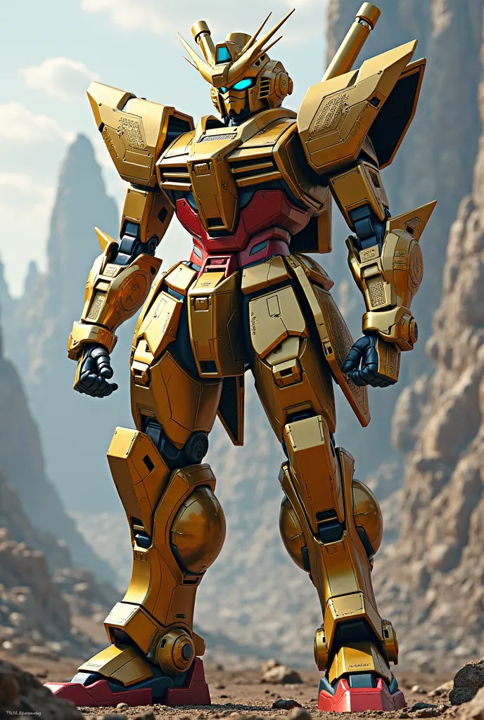  Mecha samurai in Mobile suite Gundam armour,gold metal inserts on armor High resolution, high detail, 