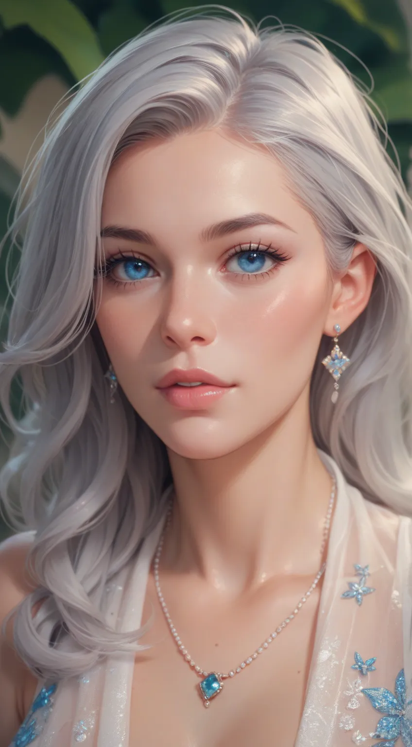 is erotic　 Silver Hair　 blue eye